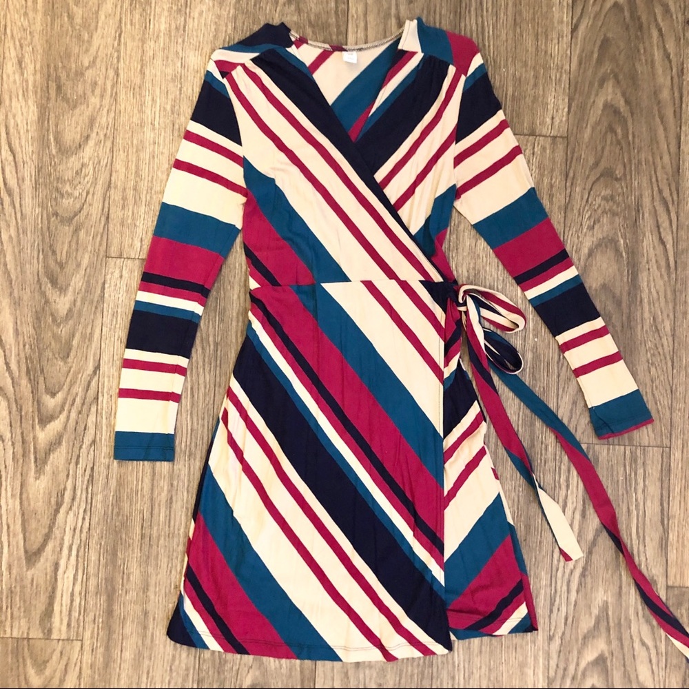 OLD NAVY STRIPED WRAP DRESS